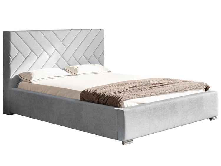 Łóżko tapicerowane z pojemnikiem i stelażem 140x200 Tonale Jasnoszare