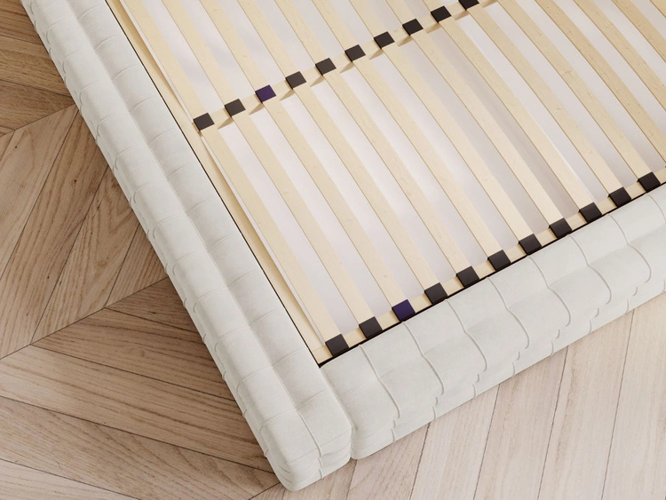 Łóżko tapicerowane z pojemnikiem i stelażem 140x200 Barbados Kremowe