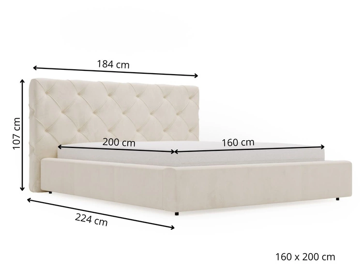 Łóżko tapicerowane z pojemnikiem i stelażem 160x200 Milano Beżowe