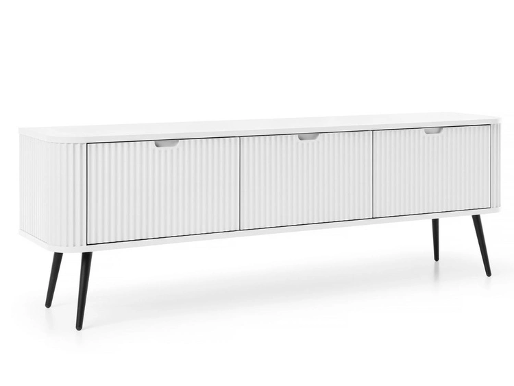 Szafka pod telewizor z drzwiczkami na czarnych nogach Viva Biała