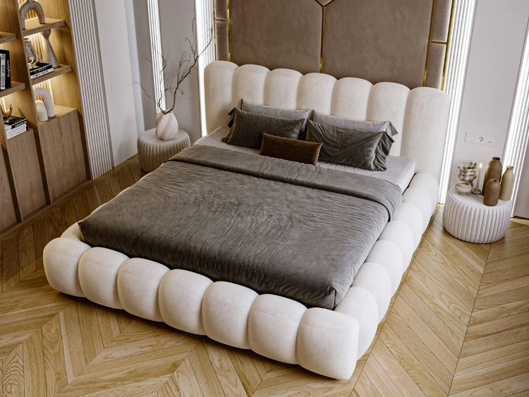 Łóżko tapicerowane z pojemnikiem i stelażem 120x200 Averia Beżowy