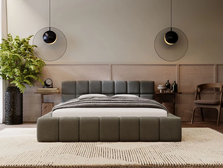 Łóżko tapicerowane z pojemnikiem i stelażem 180x200 Alicante Ciemny szary