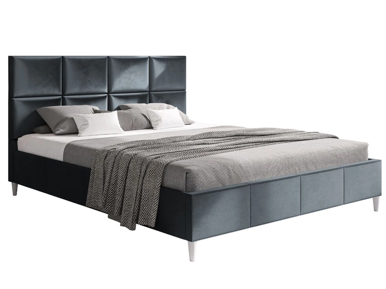 Łóżko tapicerowane ze stelażem 160x200 Luxe Ciemny szary