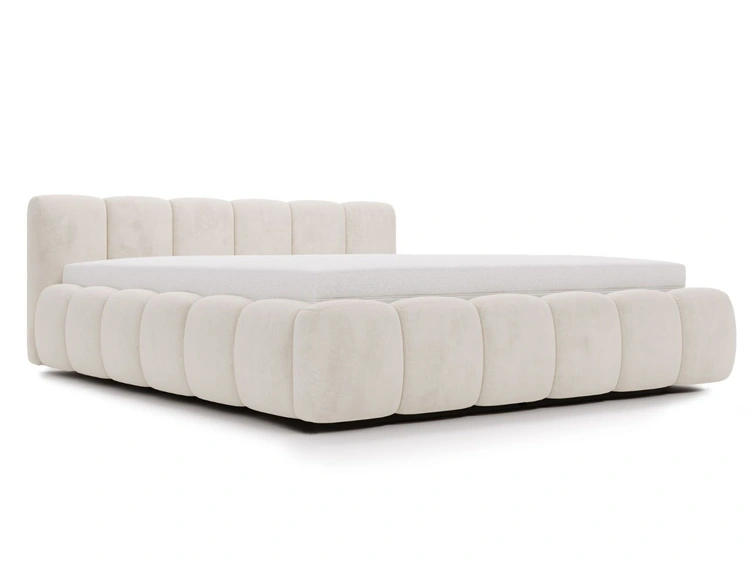 Łóżko tapicerowane z pojemnikiem i stelażem 200x200 Cloud Low beżowe