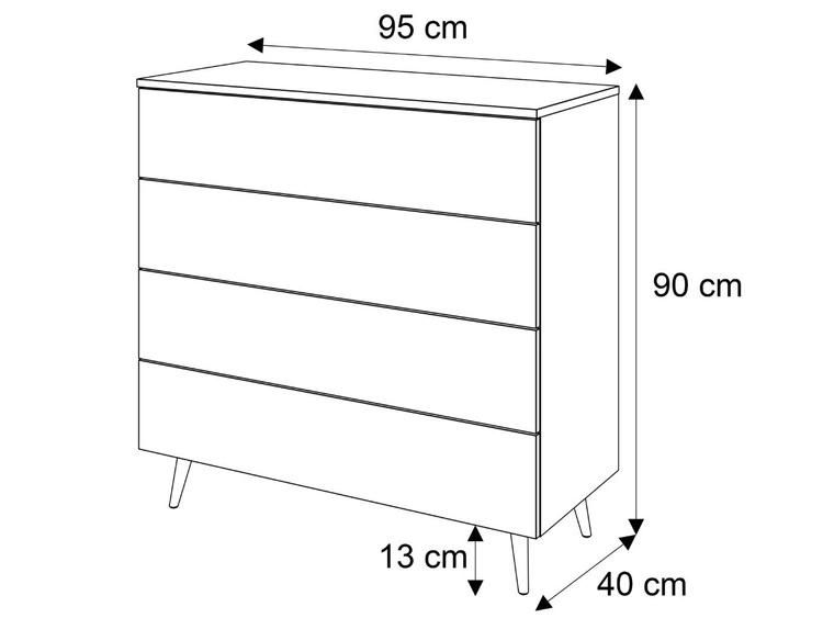 Komoda z szufladami i oświetleniem LED na złotych nogach Nuveo Kaszmir