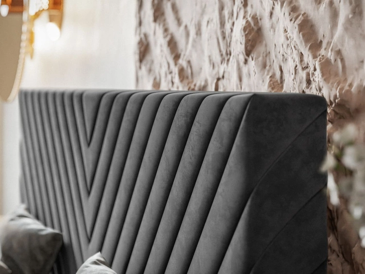 Łóżko tapicerowane z pojemnikiem i stelażem 140x200 Esma Żółte