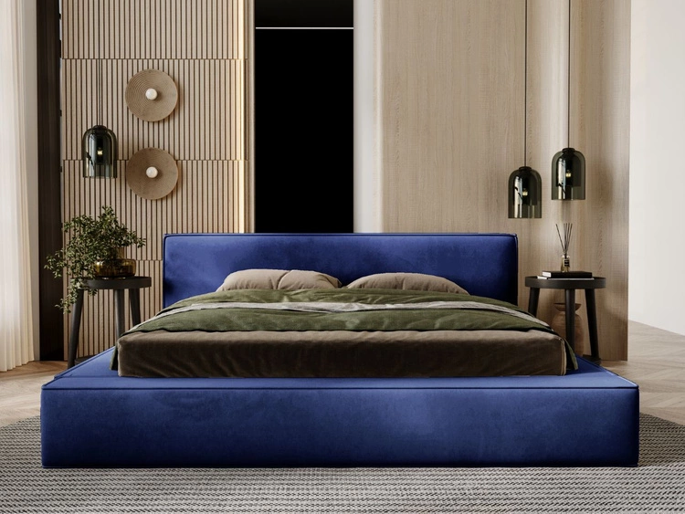 Łóżko tapicerowane z pojemnikiem i stelażem 180x200 Mali Niebieskie