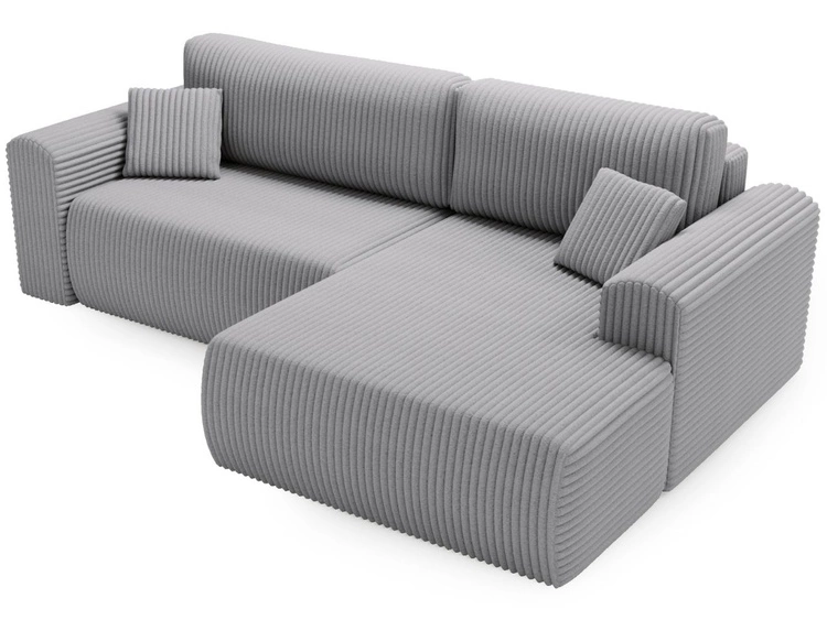 Narożnik z funkcją spania i pojemnikiem Belvio prawy Jasnoszary