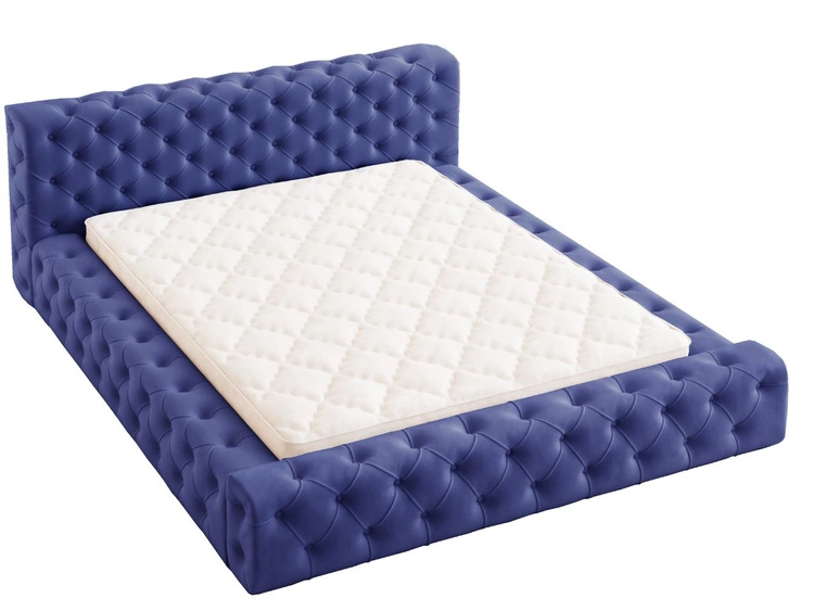 Łóżko tapicerowane z pojemnikiem i stelażem 120x200 cm Palini Ciemnoniebieskie