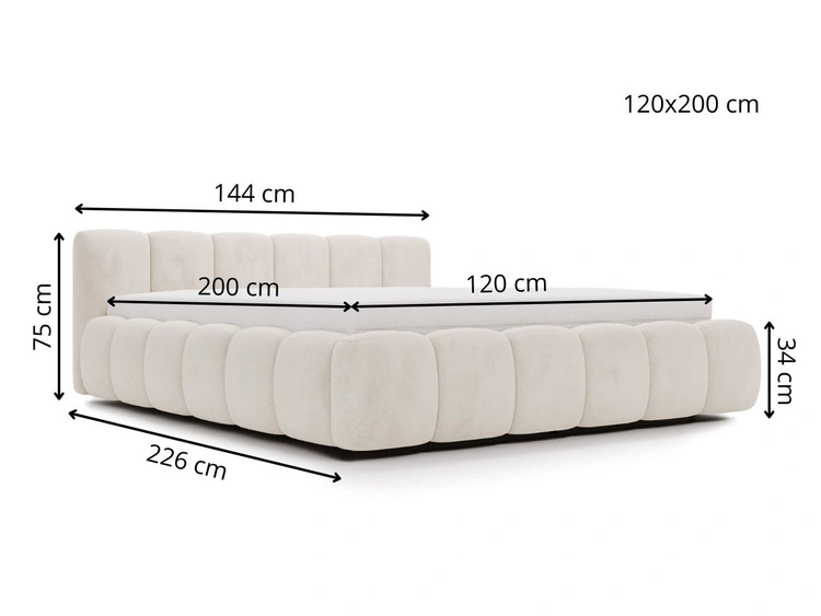 Łóżko tapicerowane z pojemnikiem i stelażem 120x200 Cloud Low czarne