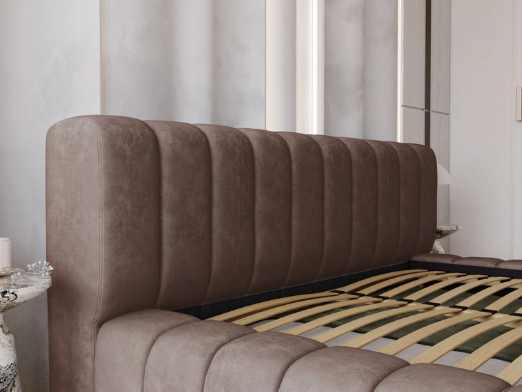 Łóżko tapicerowane z pojemnikiem na pościel i stelażem 160x200 Italia Brązowe