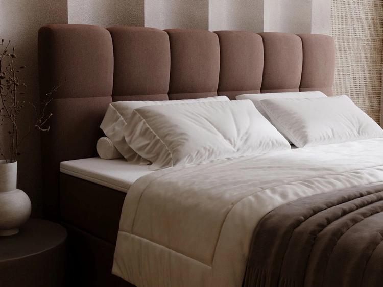 Łóżko kontynentalne z pojemnikiem na pościel 160x200 Maison Brązowe