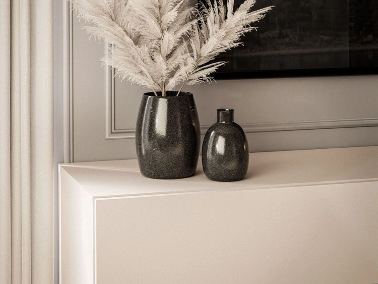 Szafka RTV do salonu 180 cm ze złotymi metalowymi nóżkami i oświetleniem LED Aurelie Kaszmir mat