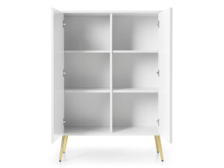 Komoda z drzwiami na złotych nogach Viva Biała