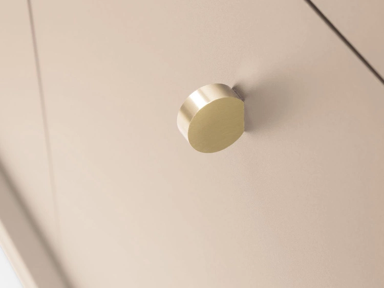 Szafka pod telewizor z szufladami i drzwiczkami na złotych nóżkach Amor Beż piaskowy