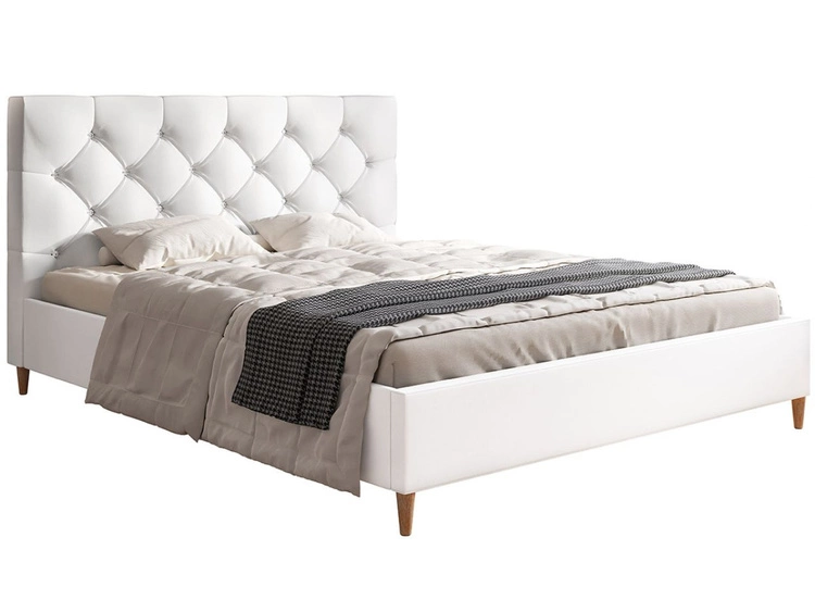 Łóżko tapicerowane ze stelażem 180x200 Tril Białe