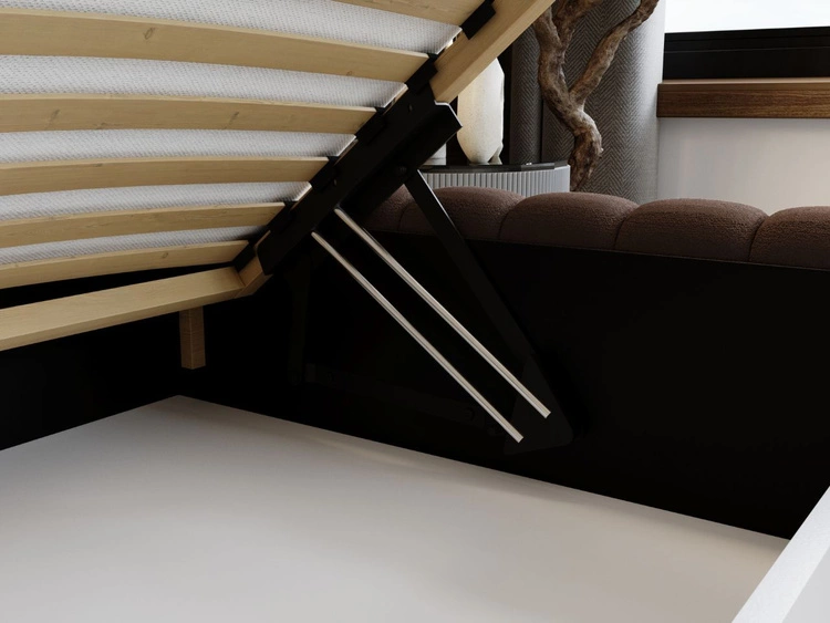 Łóżko tapicerowane z pojemnikiem i stelażem 160x200 Bliss Brązowe