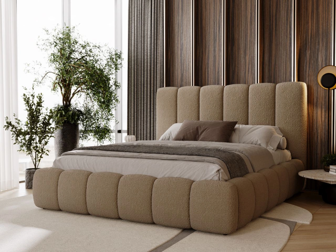 Łóżko tapicerowane z pojemnikiem i stelażem 200x200 Imperial Brązowy