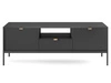 Szafka pod telewizor z szufladami i drzwiczkami Amber czarna na czarnych nogach