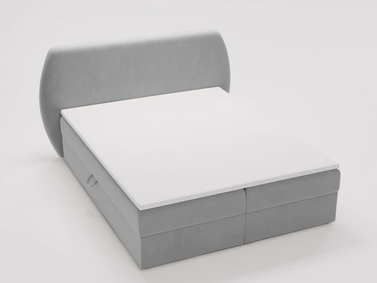 Łóżko kontynentalne z pojemnikiem na pościel 180x200 Bogota Jasnoszare