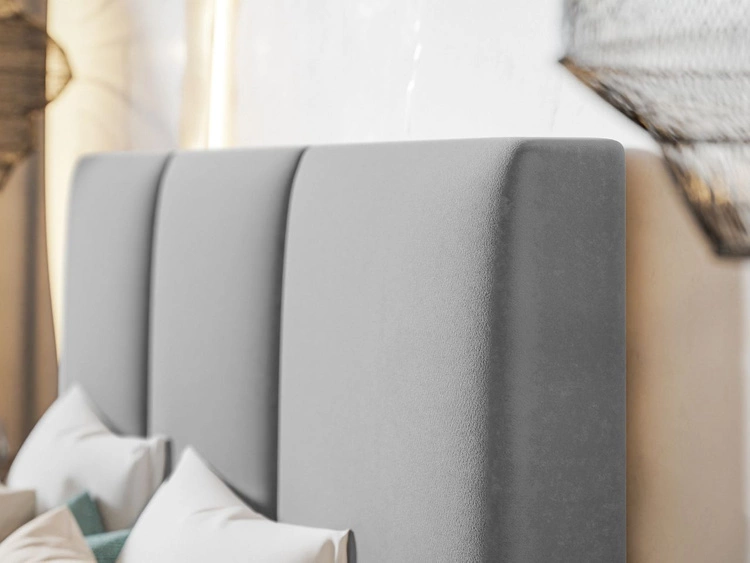 Łóżko tapicerowane ze stelażem 140x200 Trio Niebieskie