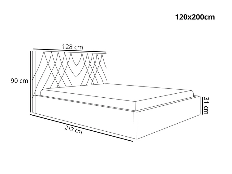 Łóżko tapicerowane z pojemnikiem i stelażem 120x200 Andri granat
