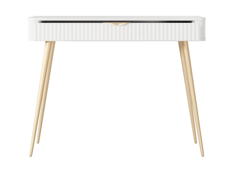 Toaletka ze złotymi metalowymi nogami Latina Biała