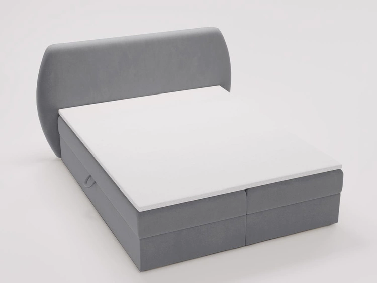Łóżko kontynentalne z pojemnikiem na pościel 140x200 Bogota Ciemnoszare