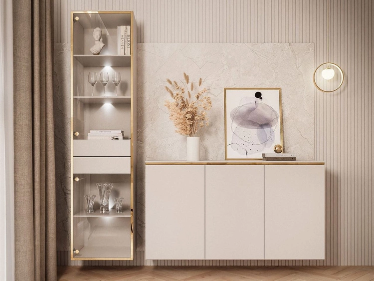 Zestaw mebli podwieszanych do salonu z oświetleniem LED w stylu glamour Evare Kaszmir