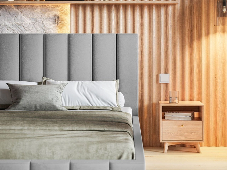 Łóżko tapicerowane z pojemnikiem i stelażem Siena 160x200 granatowy