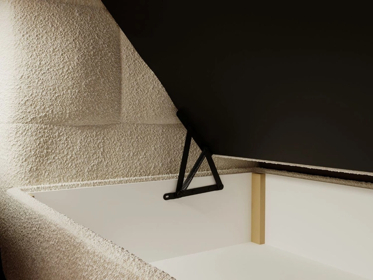 Łóżko kontynentalne z pojemnikiem na pościel 140x200 Alicante w tkaninie bouclé Beżowe