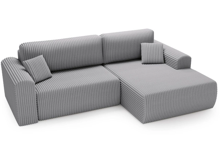 Narożnik z funkcją spania i pojemnikiem Belvio prawy Jasnoszary