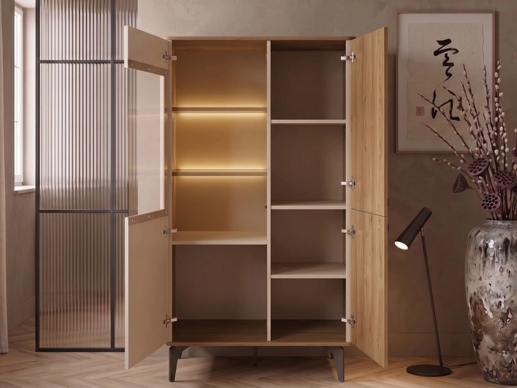 Witryna niska z oświetleniem LED Arelis Kaszmir, Orzech Royal