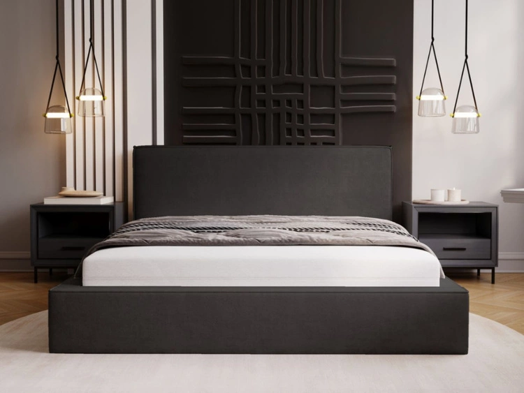 Łóżko tapicerowane z pojemnikiem i stelażem 120x200 Monaco Ciemnoszare