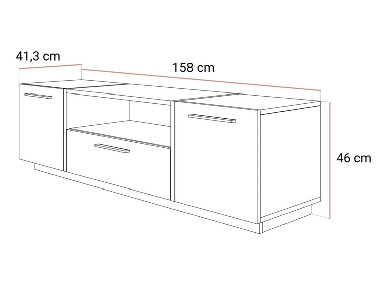 Szafka RTV w stylu glamour dwudrzwiowa z szufladą Lunelie kaszmir połysk