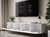 Szafka RTV pod telewizor z drzwiczkami na czarnych nóżkach 200 cm Noaé Biały Połysk