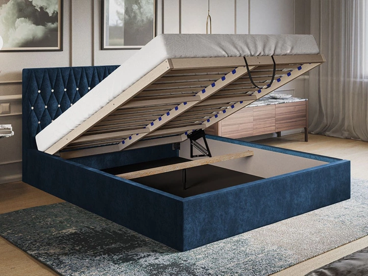 Łóżko tapicerowane z pojemnikiem i stelażem 180x200 Benny Beżowe