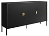 Komoda trzydrzwiowa szeroka, ze złotymi uchwytami Orlean czarny mat