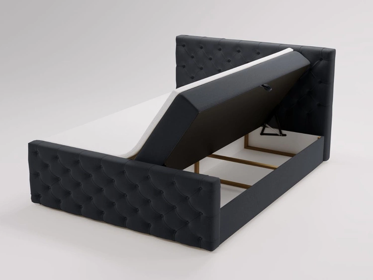 Łóżko kontynentalne z pojemnikiem na pościel 180x200 Montego Ciemnoszare