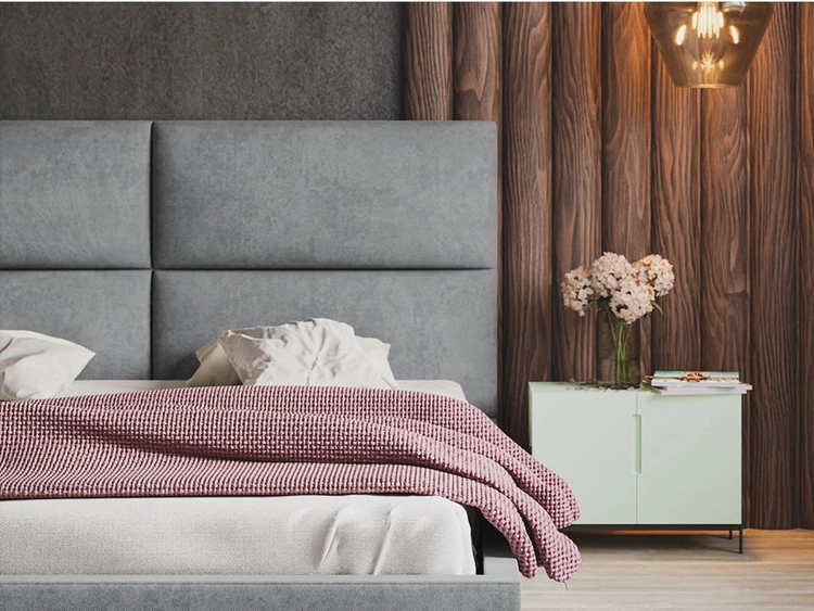 Łóżko tapicerowane z pojemnikiem i stelażem 140x200 Marad granatowe