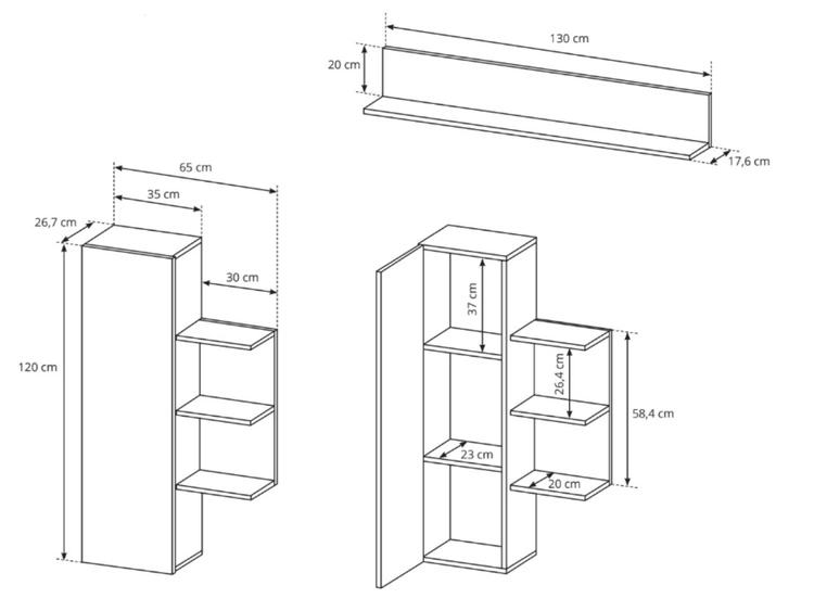 Meblościanka do salonu Alvano Dąb Grandson, Biała