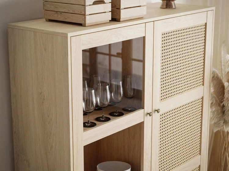 Witryna stojąca dwudrzwiowa w stylu boho Bellance dąb puccini