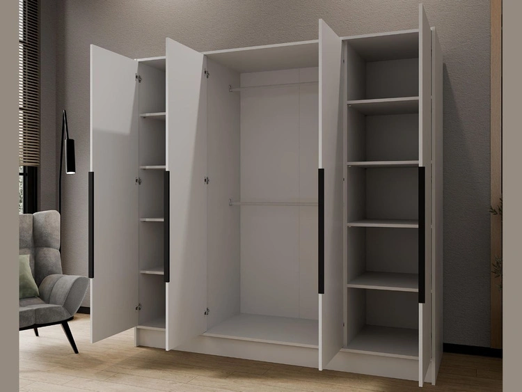 Szafa otwierana 200 cm Perugia Biała z czarnymi uchwytami