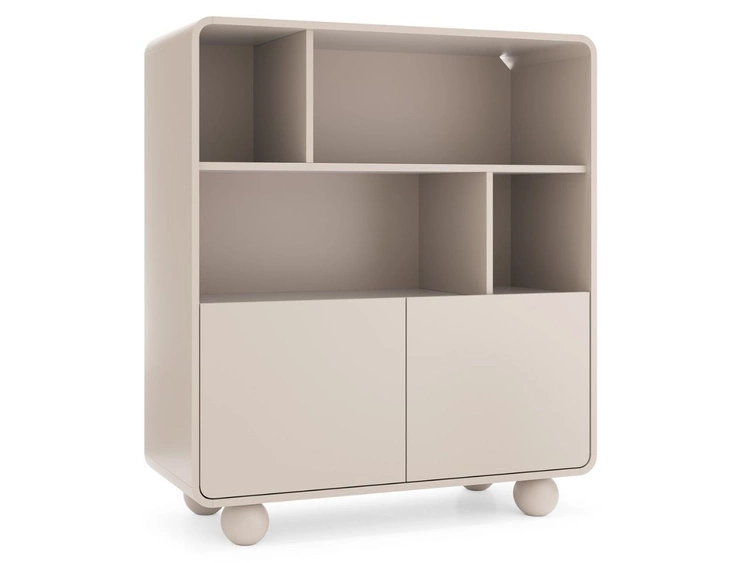 Regał na książki do salonu na kulistych nóżkach Soffio Kaszmir