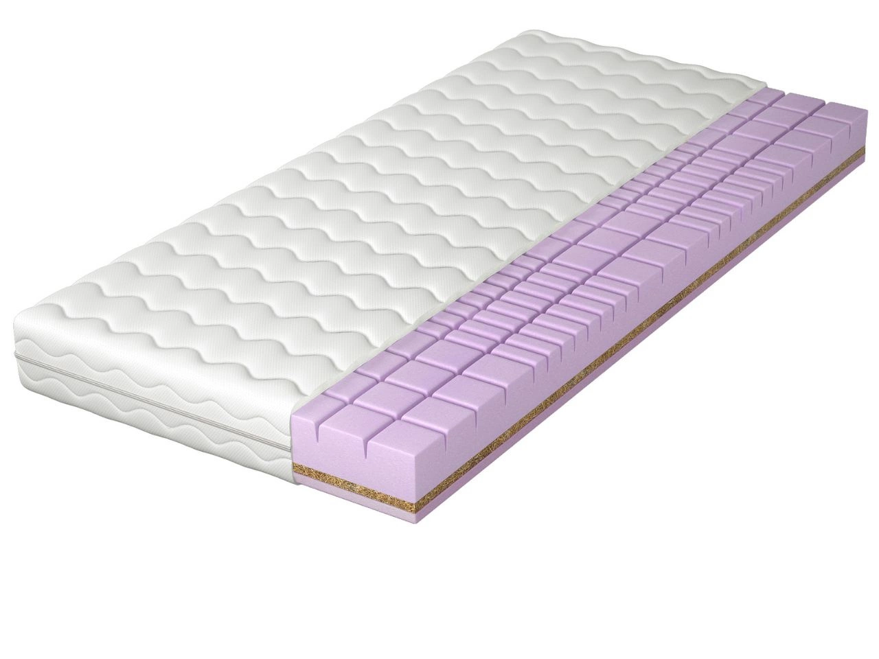 Materac piankowy z pianką poliuretanową i matą kokosową Silence 70x200