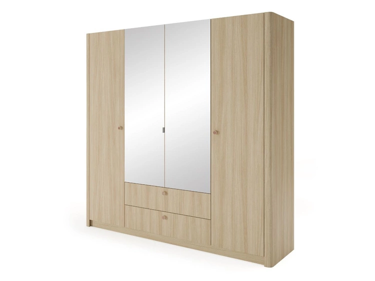 Szafa z drzwiami uchylnymi, szufladami oraz lustrem Bilancio Dąb Barista