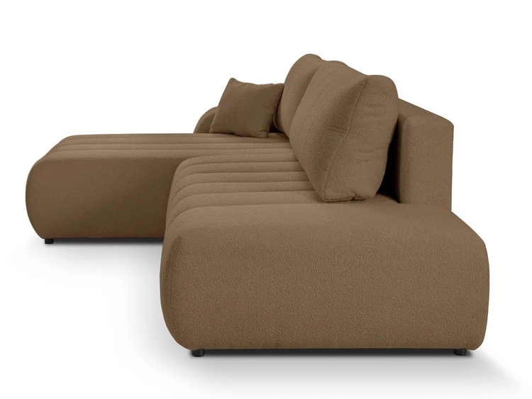 Narożnik z pojemnikiem i funkcją spania Lewy Adoro Brązowy