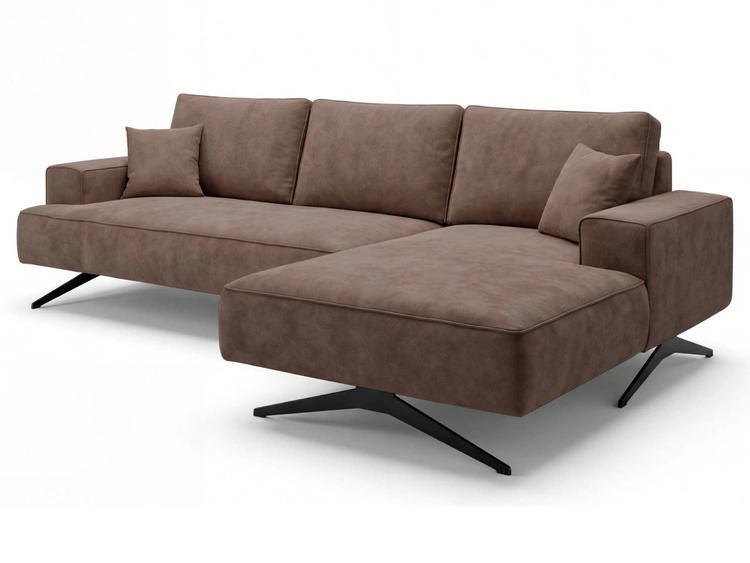 Narożnik L Prawy na metalowych nóżkach Leto brązowy