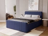 Łóżko kontynentalne z pojemnikiem na pościel 120x200 Osteno Ciemnoniebieskie