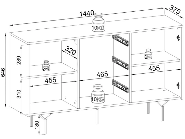 Komoda z drzwiami i szufladami Ravi Czarna